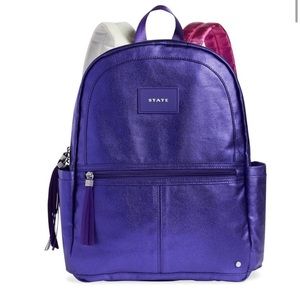 NWT. STATE bags Kane Kids backpack in metallic purple.